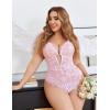 image:imageAvidlove Women Plus Size Lingerie Lace Teddy Deep V Lingerie Bodysuit One Piece Babydoll 1422 PlusPink
