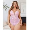 image:imageAvidlove Women Plus Size Lingerie Lace Teddy Deep V Lingerie Bodysuit One Piece Babydoll 1422 PlusPink
