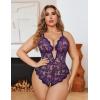 image:imageAvidlove Women Plus Size Lingerie Lace Teddy Deep V Lingerie Bodysuit One Piece Babydoll 1422 PlusPurple