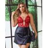 image:imageAvidlove Women Plus Size Lingerie Lace Teddy Deep V Lingerie Bodysuit One Piece Babydoll 1422 PlusRed