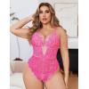image:imageAvidlove Women Plus Size Lingerie Lace Teddy Deep V Lingerie Bodysuit One Piece Babydoll 1422 PlusRose Red