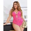 image:imageAvidlove Women Plus Size Lingerie Lace Teddy Deep V Lingerie Bodysuit One Piece Babydoll 1422 PlusRose Red