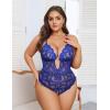 image:imageAvidlove Women Plus Size Lingerie Lace Teddy Deep V Lingerie Bodysuit One Piece Babydoll 1422 PlusRoyal Blue