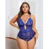 image:imageAvidlove Women Plus Size Lingerie Lace Teddy Deep V Lingerie Bodysuit One Piece Babydoll 1422 PlusRoyal Blue