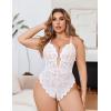 image:imageAvidlove Women Plus Size Lingerie Lace Teddy Deep V Lingerie Bodysuit One Piece Babydoll 1422 PlusWhite