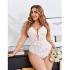 image:imageAvidlove Women Plus Size Lingerie Lace Teddy Deep V Lingerie Bodysuit One Piece Babydoll 1422 PlusWhite