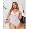 image:imageAvidlove Women Plus Size Lingerie Lace Teddy Deep V Lingerie Bodysuit One Piece Babydoll 1422 PlusWhite