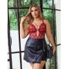image:imageAvidlove Women Plus Size Lingerie Lace Teddy Deep V Lingerie Bodysuit One Piece Babydoll 1422 PlusWine Red