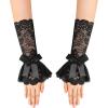 image:imageAvidlove Women Ruffle Bow Lace Gloves Fingerless Mid Elbow Sleeve Costume Wedding Opera Tea Party Prom Cosplay GothicBlack