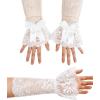 image:imageAvidlove Women Ruffle Bow Lace Gloves Fingerless Mid Elbow Sleeve Costume Wedding Opera Tea Party Prom Cosplay GothicWhite