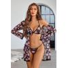 image:imageAvidlove Women Sexy Lingerie Set 3 Piece Mesh Kimono Robe with Bra and Panty Sheer SleepwearBlack Floral
