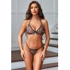 image:imageAvidlove Women Sexy Lingerie Set 3 Piece Mesh Kimono Robe with Bra and Panty Sheer SleepwearBrown and Black Leopard