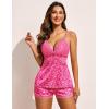 image:imageAvidlove Women Sleepwear Satin Pajamas Set Lace Camisole Shorts NightwearRose Red Leopard