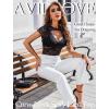 image:imageAvidlove Womens Lace Mesh Short Sleeve Top Floral Sheer See Through Blouse Sexy TopsBlack
