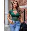 image:imageAvidlove Womens Lace Mesh Short Sleeve Top Floral Sheer See Through Blouse Sexy TopsGreen