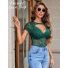 image:imageAvidlove Womens Lace Mesh Short Sleeve Top Floral Sheer See Through Blouse Sexy TopsGreen