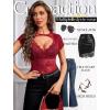 image:imageAvidlove Womens Lace Mesh Short Sleeve Top Floral Sheer See Through Blouse Sexy TopsWine Red
