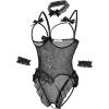 image:imageAvidlove Womens Lingerie Bodysuit 4 Piece Set Sheer Mesh Teddy Babydoll with Detachable Collar and Wrist CuffsConstellation