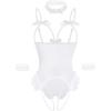 image:imageAvidlove Womens Lingerie Bodysuit 4 Piece Set Sheer Mesh Teddy Babydoll with Detachable Collar and Wrist CuffsWhite