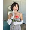 image:imageAvidlove Womens Long Sheer Gloves Tulle Mesh Gloves 1920s Wedding Opera Tea Party Dance GloveWhite