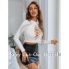 image:imageAvidlove Womens Long Sleeve Fishnet Top Sexy Cut Out Crop Short Hollow Out TopWhite
