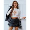 image:imageAvidlove Womens Long Sleeve Fishnet Top Sexy Cut Out Crop Short Hollow Out TopWhite