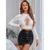 image:imageAvidlove Womens Long Sleeve Fishnet Top Sexy Cut Out Crop Short Hollow Out TopWhite