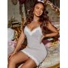 image:imageAvidlove Womens Nightgown Sexy Lace Sleepwear V Neck Full Slip Chemise Lingerie Cotton Night Gowns Babydoll SleepshirtGrey 02