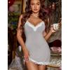 image:imageAvidlove Womens Nightgown Sexy Lace Sleepwear V Neck Full Slip Chemise Lingerie Cotton Night Gowns Babydoll SleepshirtGrey 02
