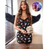 image:imageAvidlove Womens Nightgown Sexy Lace Sleepwear V Neck Full Slip Chemise Lingerie Cotton Night Gowns Babydoll SleepshirtPumpkin Skull