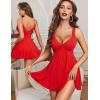 image:imageAvidlove Womens Nightgown Sexy Lingerie Sleepwear Lace Chemise Modal Babydoll Slip NightiesRed