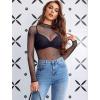 image:imageAvidlove Womens Sexy Fishnet Mesh Long Sleeve Tops Mock Neck Sheer Lace SeeThrough Blouse Bodycon Clubwear Party TopsBlack