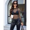 image:imageAvidlove Womens Sexy Fishnet Mesh Long Sleeve Tops Mock Neck Sheer Lace SeeThrough Blouse Bodycon Clubwear Party TopsBlack Rhinestone