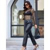 image:imageAvidlove Womens Sexy Fishnet Mesh Long Sleeve Tops Mock Neck Sheer Lace SeeThrough Blouse Bodycon Clubwear Party TopsBlack Rhinestone