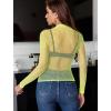 image:imageAvidlove Womens Sexy Fishnet Mesh Long Sleeve Tops Mock Neck Sheer Lace SeeThrough Blouse Bodycon Clubwear Party TopsFluorescent Green
