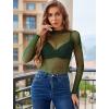 image:imageAvidlove Womens Sexy Fishnet Mesh Long Sleeve Tops Mock Neck Sheer Lace SeeThrough Blouse Bodycon Clubwear Party TopsGreen
