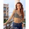 image:imageAvidlove Womens Sexy Fishnet Mesh Long Sleeve Tops Mock Neck Sheer Lace SeeThrough Blouse Bodycon Clubwear Party TopsLight Brown