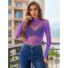 image:imageAvidlove Womens Sexy Fishnet Mesh Long Sleeve Tops Mock Neck Sheer Lace SeeThrough Blouse Bodycon Clubwear Party TopsLilac