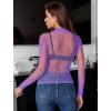 image:imageAvidlove Womens Sexy Fishnet Mesh Long Sleeve Tops Mock Neck Sheer Lace SeeThrough Blouse Bodycon Clubwear Party TopsLilac