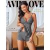 image:imageAvidlove Womens Sweetness Cami Set Lace Camisole Lingerie Nightwear Sexy Pajamas Lounge SetsGrey