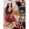image:imageAvidlove Womens Sweetness Cami Set Lace Camisole Lingerie Nightwear Sexy Pajamas Lounge SetsRed Plaid