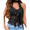 image:imageAvidlove Halter Tops for Women Mesh Tank Top Sexy Camisoles Y2K Crop Top Going Out Tops Trendy Summer Tops OutfitsFloral Black