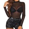 image:imageAvidlove Mesh Top for Women Long Sleeve See Through Shirt Mock Neck Sheer Blouse Clubwear Party XS3XL1black