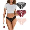 image:imageAvidlove Panties for Women Sexy Cheeky Underwear Criss Cross Lace Hipster PantyBlack burgundy pink