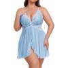 image:imageAvidlove Plus Size Lingerie for Women Sexy Lingerie Dress Lace Babydoll Lingerie VNeck Open Front Strap NightdressLight Blue