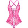 image:imageAvidlove Sexy Floral Print Corset Ruffle Lace Up Lingerie for Women Criss Cross Teddy Mini BodysuitLeopard An268