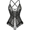 image:imageAvidlove Sexy Floral Print Corset Ruffle Lace Up Lingerie for Women Criss Cross Teddy Mini BodysuitLeopard An59