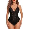 image:imageAvidlove Sexy Lingerie for Women Deep V Teddy Sheer Lace Bodysuit Snap Crotch One Piece BabydollDouble Layers  Black