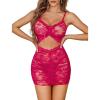 image:imageAvidlove Sexy Lingerie for Women Ruched Lace Babydoll Lingerie Cutout Mesh Bodycon Chemise Nightgown SXXLRose Red