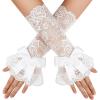 image:imageAvidlove Women Ruffle Bow Lace Gloves Fingerless Mid Elbow Sleeve Costume Wedding Opera Tea Party Prom Cosplay GothicWhite